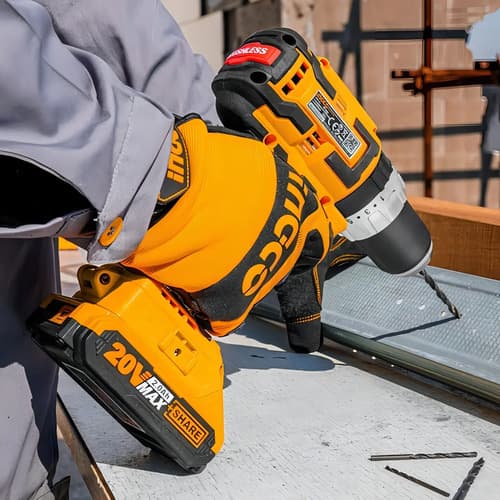 Taladro Inalámbrico Impacto 20v Ingco Brushless 1/2 Pulgadas Amarillo