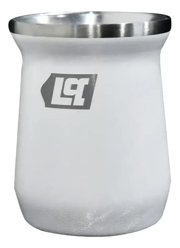 Termo 1 Litro Lusqtoff + Mate Blanco Acero Inoxidable 300 Ml Blanco