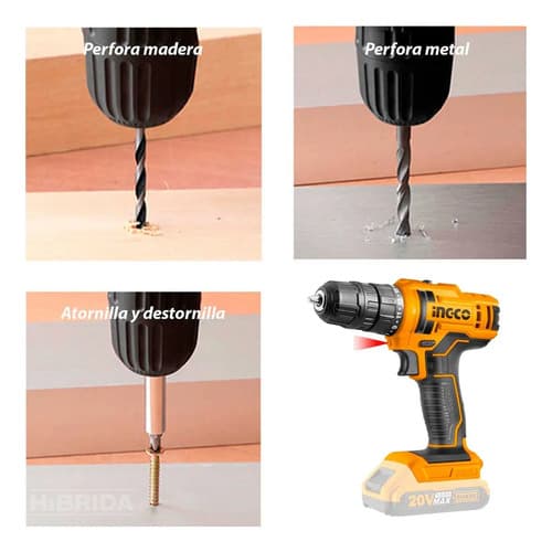 Set Taladro Atornillador + Amoladora + Linterna Ingco Puntas Color Amarillo Frecuencia 50hz 60hz