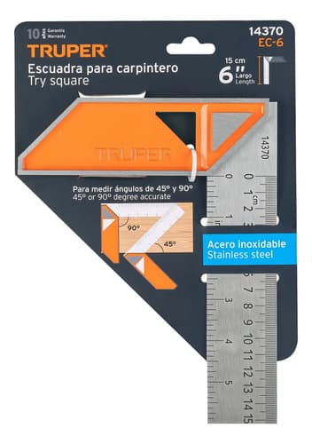 Escuadra Profesional Para Carpintero Acero 6´ Angular 14370 Color Plateado
