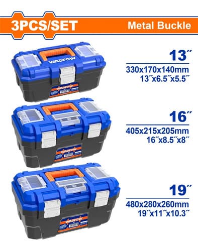 Set 3 Cajas De Herramientas 13 16 19 B/metálico Wadfow Negra