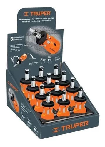 Desarmador Tipo Trompo Matraca 6 Puntas Doble Truper 18193