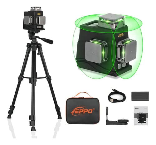 Nivel Láser Autonivelante Jeppo Verde 3d Con Trípode 60.96m