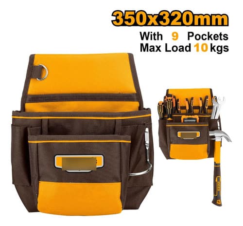 Bolso Porta Herramientas 35x32cm Max 10kg Ingco Htbp010128 Marrón