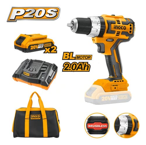 Taladro 20v Brushless C Percutor 13mm Ingco Cidli20608. Hnt Color Amarillo