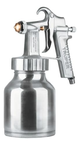 Pistola De Pintar Tarro Aluminio 1 Litro Truper Profesional Color Plateado