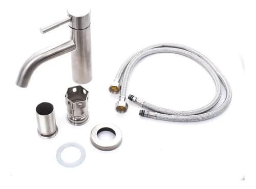 Grifería De Baño Italomix Monocomando Plateado Lh-2337 Empabonada Brillante