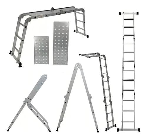 Escalera Aluminio Articulada 4x4 Multifunción Con Plataforma