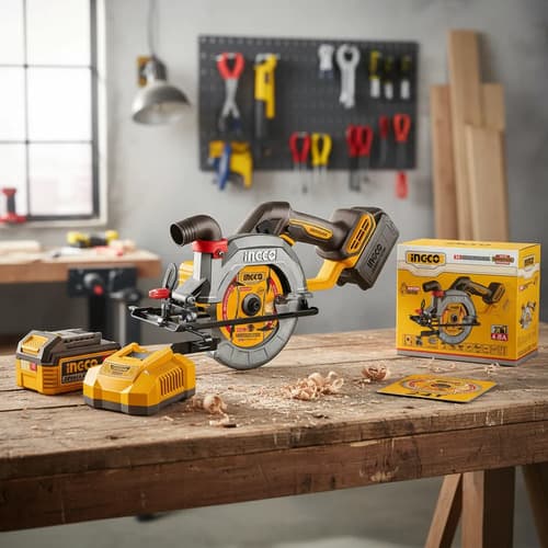 Sierra Circular Ingco 20v 140mm Bl Con Bat 4.0ah Y Carg 4.0a Naranja Claro 20v