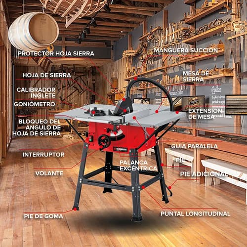 Sierra Circular Banco Pie Kommberg Ingletadora 1800w 255mm