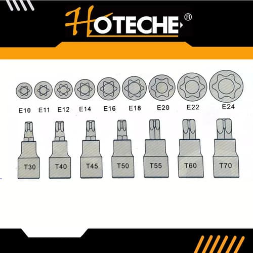 Set De Dados Allen Y Torx 16 Piezas Hoteche Color Plateado
