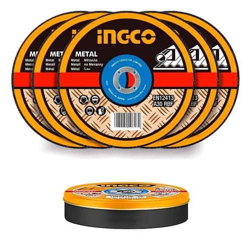Lata X 25 Discos Corte Metal Esmeril Amoladora 115mm Ingco Color Naranja Claro