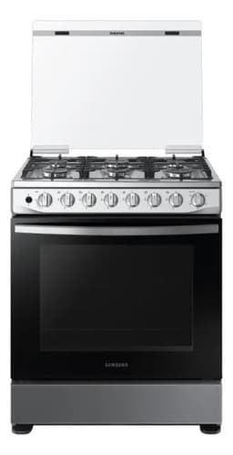 Cocina A Gas 6 Hornallas Samsung Nx52a5411cs Rejilla Hierro Color Gris Negro