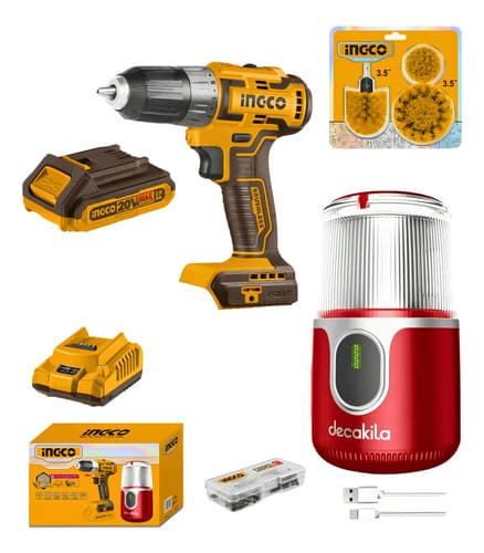 Kit Taladro Ingco + Cepillos + Molino De Café Ingco Color Amarillo Frecuencia 50 Hz 60 Hz