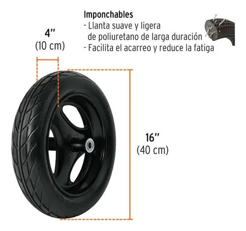 Carretilla Metalica Hasta 580 Kg Rueda Maciza Truper 10233