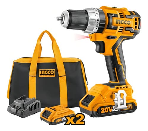 Taladro Inalámbrico Impacto 20v Ingco Brushless 1/2 Pulgadas Amarillo