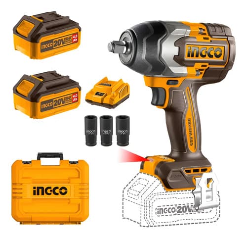Llave De Impacto 850nm 20v P20s C 2bat Carg Y Valija Amarillo 50hz60hz