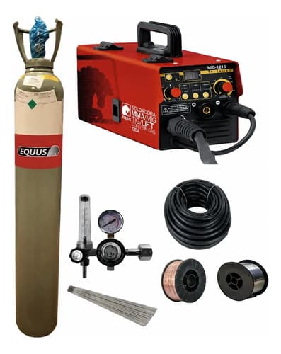 Soldadora Mig/mma 130a + Tubo Mezcla 2 Mts + Manometro + Acc Amarillo