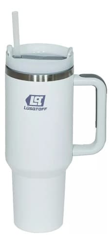 Vaso Termico 1.2 Lts C/tapa Bombilla Rosa Verde Lusqtoff 6x Color Blanco Liso