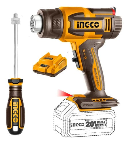 Pistola De Calor A Batería 5.0ah 20v P20s C/bateria + Cargad Naranja Claro