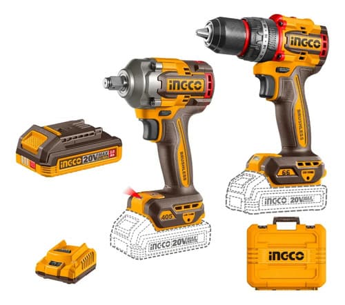 Kit Combo Ingco 20v Taladro Percutor 66nm + Llave De Impacto