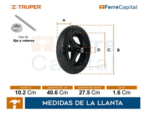 Carretilla Azul 80lt 3pzs Con Rueda Imponchable Truper