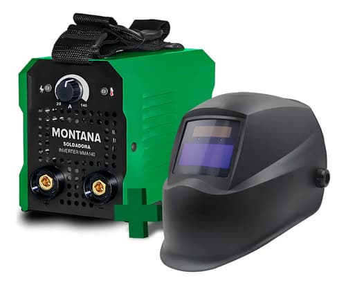Soldadora Inverter Montana 140 Amp Mma + Careta Fotocromática Negro