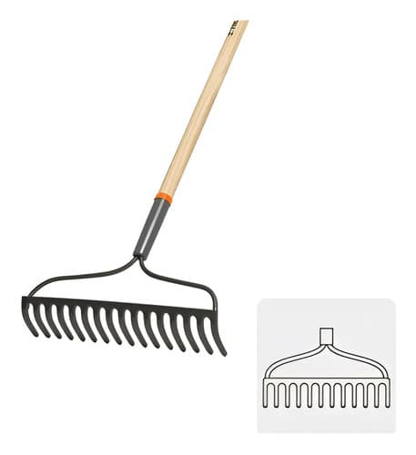 Rastrillo Curvo 16 Dientes Acero Jardinero Cabo 50cm Truper