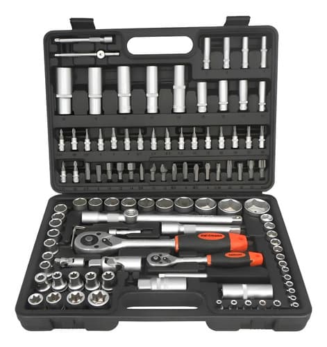 Juego Dados Criquet Puntas Tubo 1/2 - 1/4 108 Piezas Negro