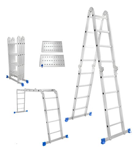 Escalera Andamio 16 Escalones Aluminio Wadfow Wld7h44 Color Plateado