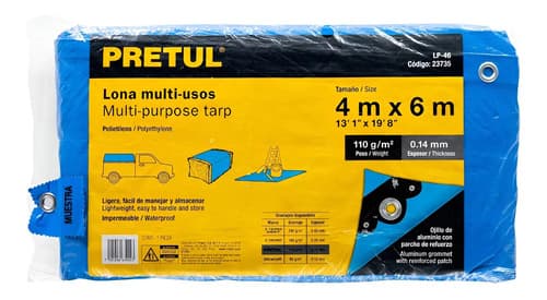 Lona Toldo Carpa Camping 4 X 6 Metros Pretul Lp-46 Color Azul