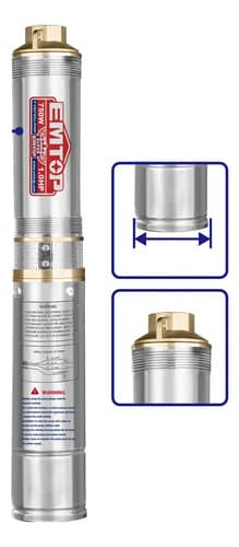 Bomba Sumergible Semisurgente 750w 80m 1hp Emtop Plateado