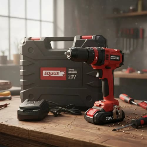 Taladro Atornillador Inalámbrico 20v Equus Con Percutor Rojo