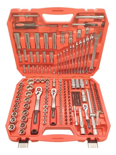 Juego De Tubos Dados Criques Y Accesorios - Encastres 1/2 3/8 1/4 - Completo 219 Piezas | Eurotech Gris