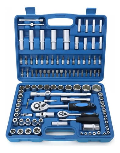 Set Caja Herramientas Juego Llaves Tubo Maletín 108 Piezas Azul