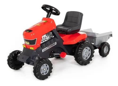 Tractor Pedal Rojo Con Semirremolque Wader Para Niños 3+ Años