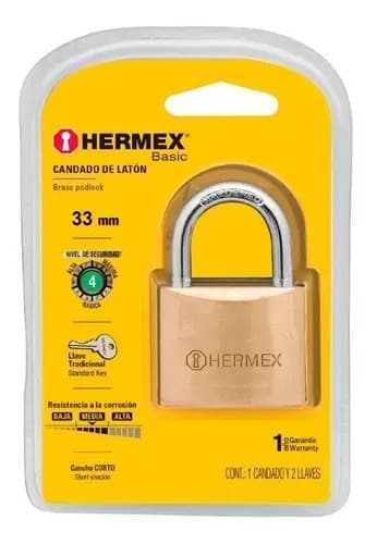 Candado De Latón Con Llave Hermex