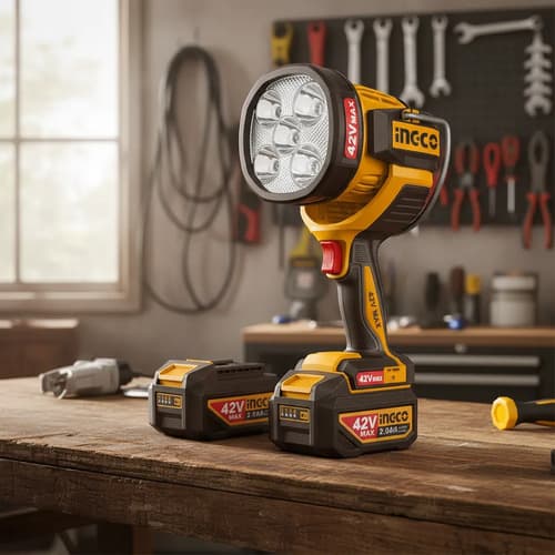 Linterna 42v 50w 2800 Lumens + 2 Bat 2.0ah Ingco Cwli42896 Blanco Amarillo