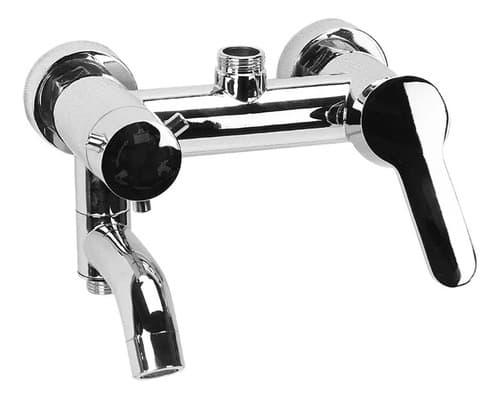 Monocomando Ducha Cromado Para Barral De Pared Plateado