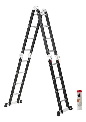 Escalera De Aluminio 4x4 + Precintos Color Negro Garden Life