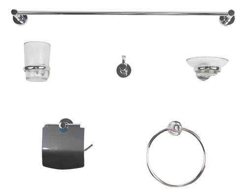 Set Accesorios Baño 6 Piezas Ultragrif Chloe Cromo