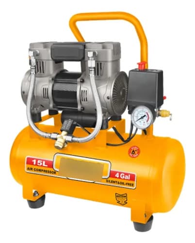 Compresor 15lt 1.5hp Libre De Aceite Bajo Ruido Ingco Acs111 Color Amarillo Fase Eléctrica Bifásica Frecuencia 50 Hz