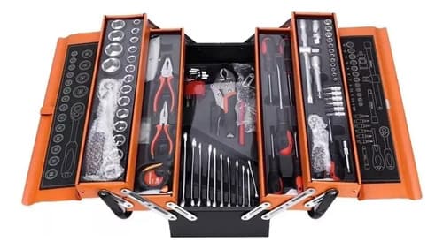 Caja De Herramientas Generac Set 85 Pieza Plegable 5 Niveles Metal Color Naranja