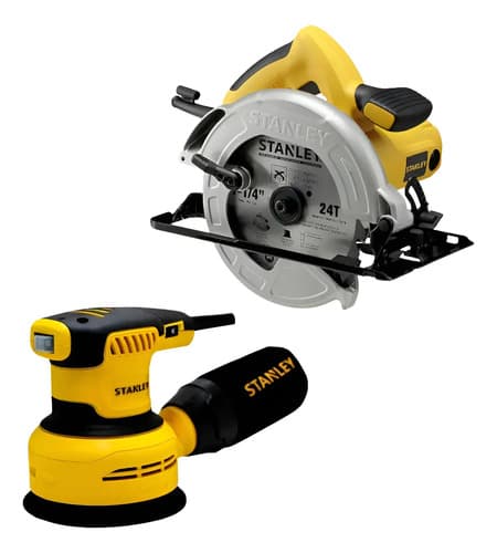 Sierra Circular 7 1/4 1600w Stanley + Lijadora Roto Orbital Amarillo 50hz/60hz