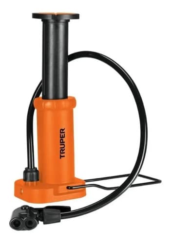 Bomba Para Inflar Balones Llantas De Pedal Truper C/valvulas Color Naranja Bope-60