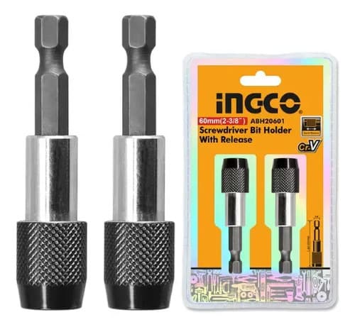 Set X 2 Adaptador Magnético 1/4 60mm Porta Puntas Ingco