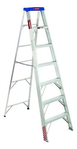 Escalera Tijera De Aluminio Peldaños Con 7 Escalones Y Extensible Gris