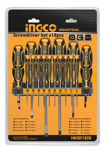 Ff Juego 18 Destornilladores Ingco Hksd1828 Industrial Torx