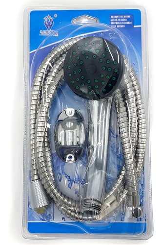 Duchero Teléfono Con Colilla Flexible 1.40m, Y Soporte Color Plateado