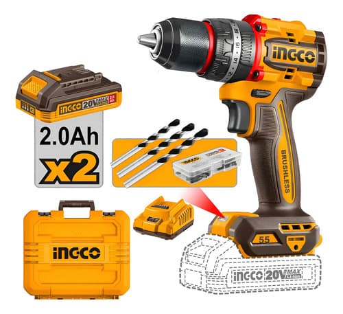 Taladro Atornillador Percutor Ingco Brushless 55nm Compa Color Naranja Frecuencia 50